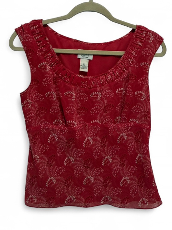 Vintage Tops - LOFT Red Embroidered Scoop Neck Tank